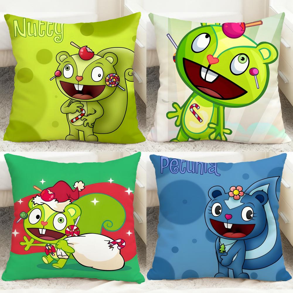 Anime Happy Tree Friends Cushion Cover Comfortable Reversible Pillow Cover Ideal for Car Sofa Bedroom & Beyond