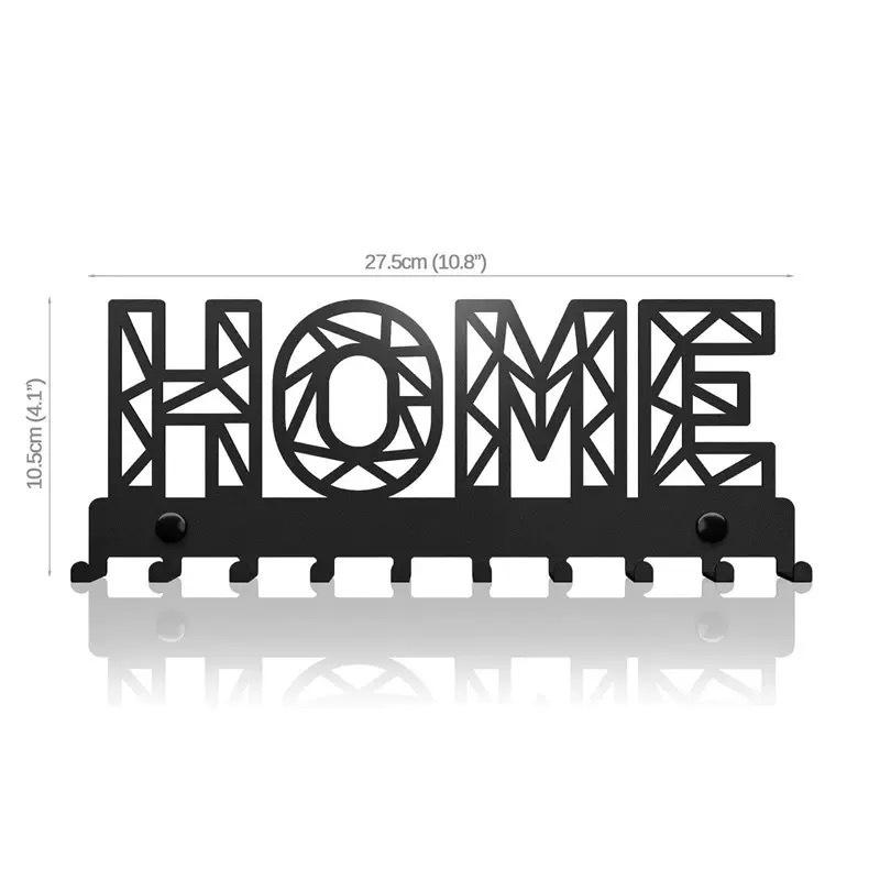 Metal Letter Key Storage Hook Rack - Decorative Wall-Mounted Silhouette for Bedroom