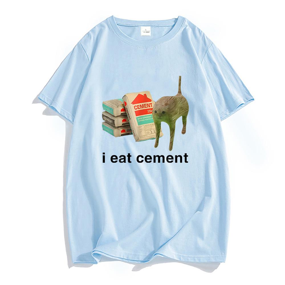 

I Eat Cement Cat Футболки з веселим мультфільмом Графічний друк Футболка Вуличний одяг Хіп-хоп Літні бавовняні футболки Чоловіки Жінки Футболки Топи L