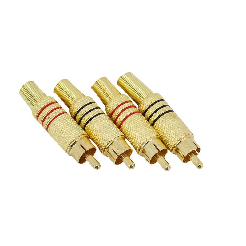 Gold Plated Spring RCA Phono Male Plug Solder Audio Plug Video Cable Adapter Connector Great for Audio Speakers
