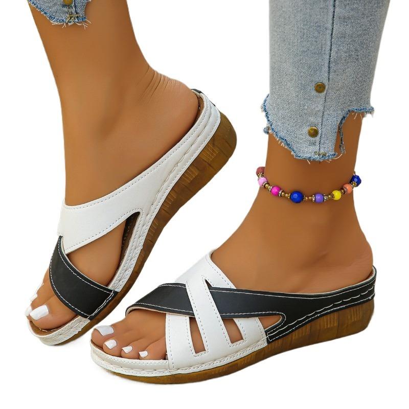 Fashion 2025 Brand Ladies Shoes Open Toe Women's Slippers Fashion Color Matching Casual Plus Size Best Seller Beach Flat Slipperszapatos