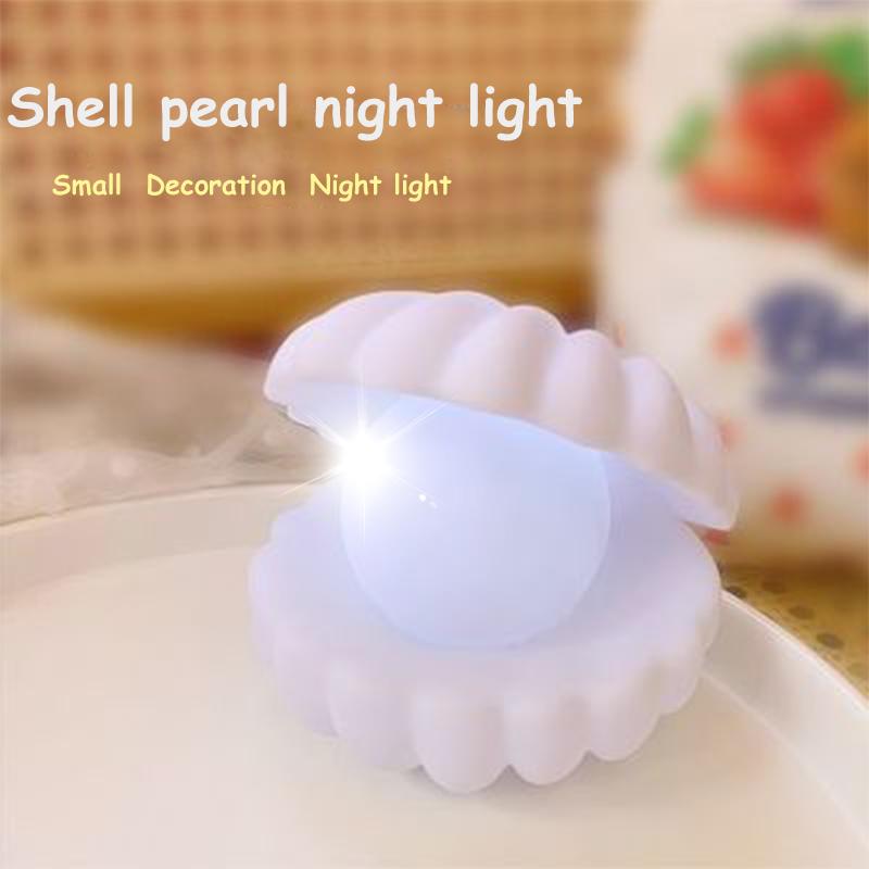 Mini Pearl Mussel Night Light Soft Lights Cartoon Shell Lamp Bedroom Nightstand Desktop