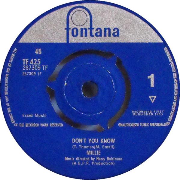 7inch Record MILLIE SMALL - Don't You Know TF425 Fontana 1963 UK Reggae, Ska & Dub Used
