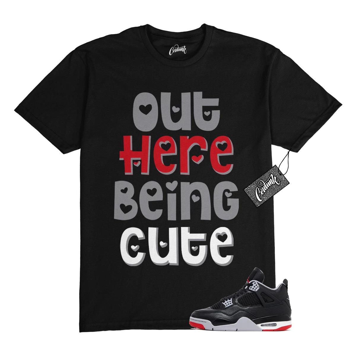 

4 Bred Reimagined Black Cement Grey Varsity Red Summit White T Shirt Match CUTE S