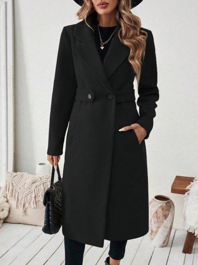 European & American Woolen Double-Breasted Lapel Coat - Autumn/Winter Collection 2026
