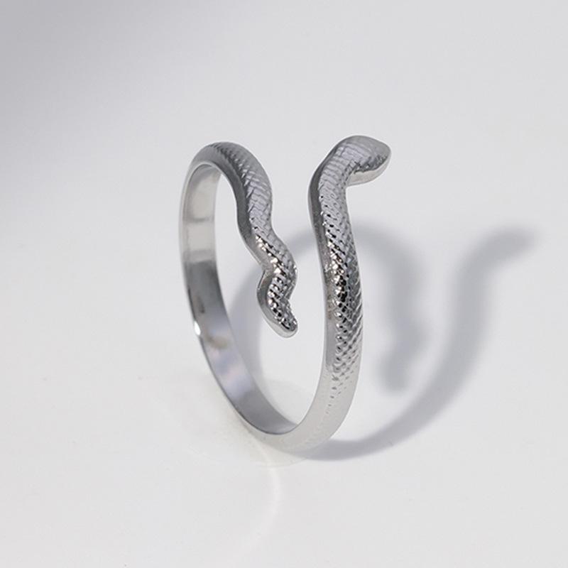 Gold-Plated Snake-Shaped Stainless Steel Ring for Women - Elegant, Simple, and Durable.
