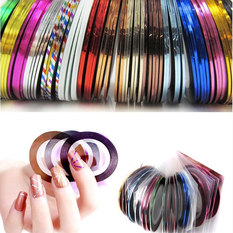 Gold & Silber Laserfaden 1mm Nail Art Sticker - Metalldraht Seiden Nageldekorationswerkzeuge