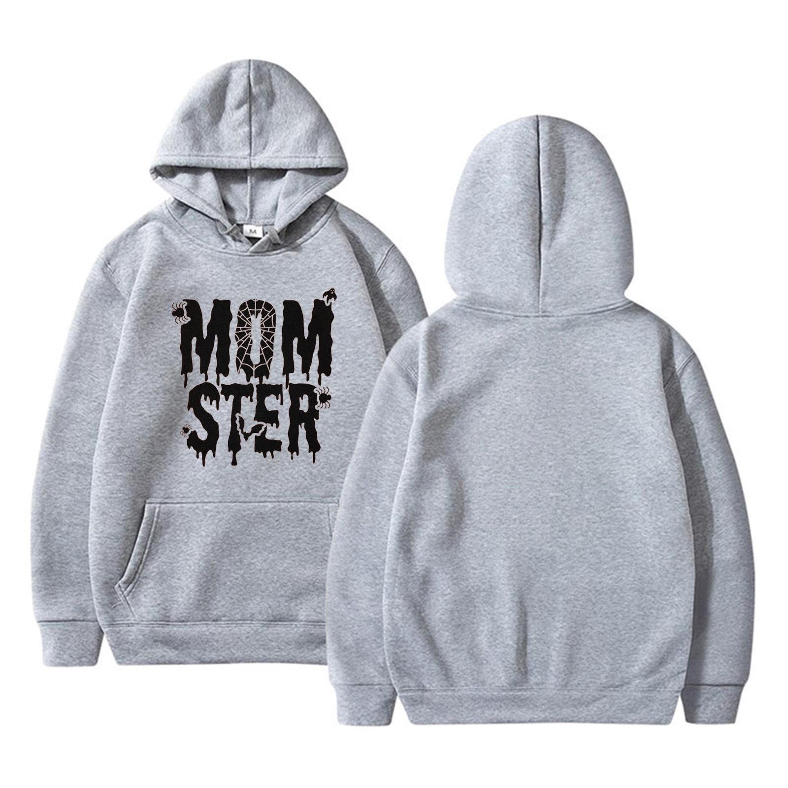 

Женская однотонная толстовка с капюшоном с длинным рукавом и принтом на Хэллоуин XL