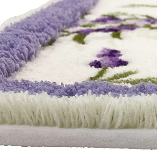 Senko S.D.S Lavender Long Toilet Mat, Approx. 80 X 65 Cm, Purple Floral Print, Antibacterial and Odor Resistant, Made In Japan, Product Number 32686
