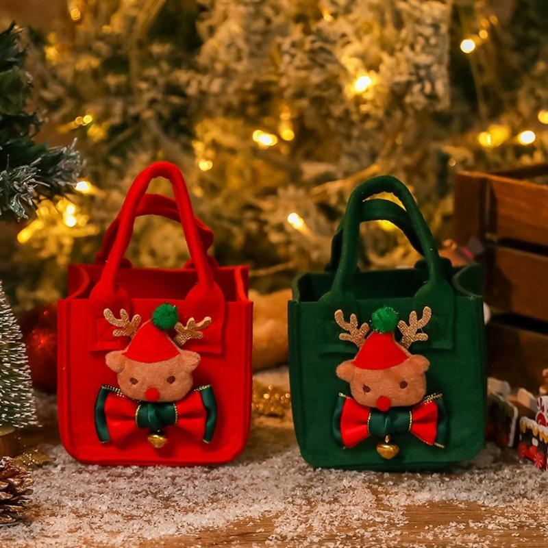 Felt Christmas Storage Bag Portable Handheld Design Organizer For Holiday Apples Gifts And Home Decoration