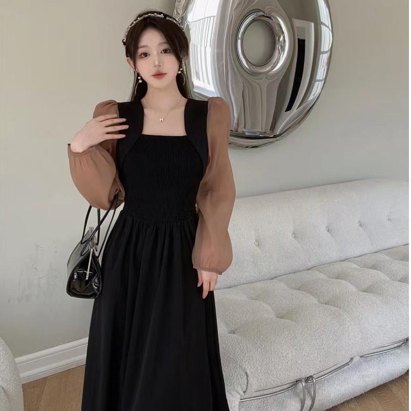 

Женское платье во французском стиле с длинными рукавами и квадратным воротником — утягивающее и омолаживающее, средней длины, новинка весны 2024 года. XL хаки