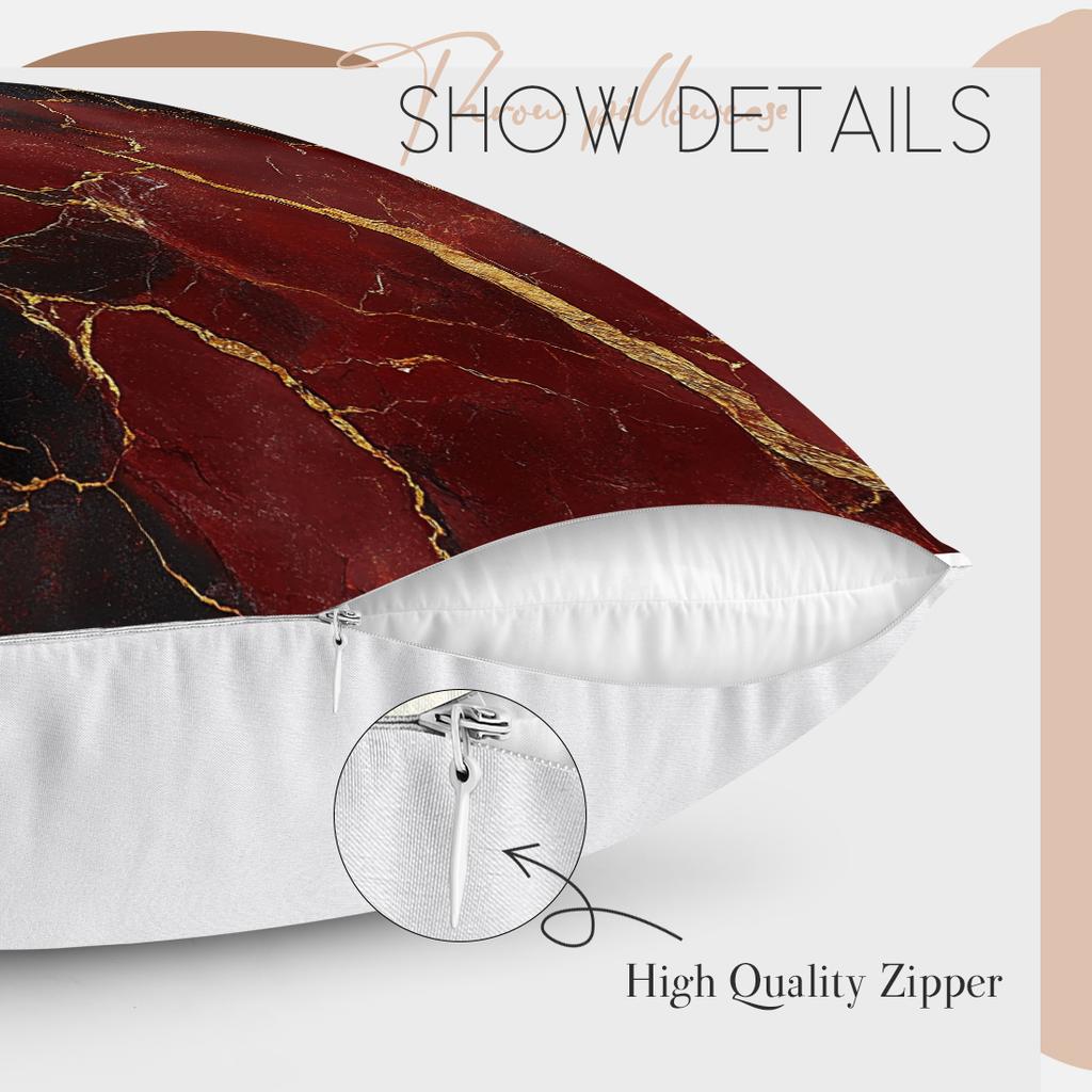 1pcs Wine Red Marble Pillowcase Square Bedroom Cushion Covers Zipper Living Soft Home Comfortable Decor 45x45cm