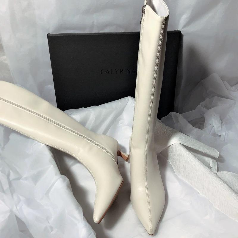 Winter New Thin Heel Cotton Boots Women's Fashion Pointed Side Zipper Anti-slip Wear-resistant High Boots