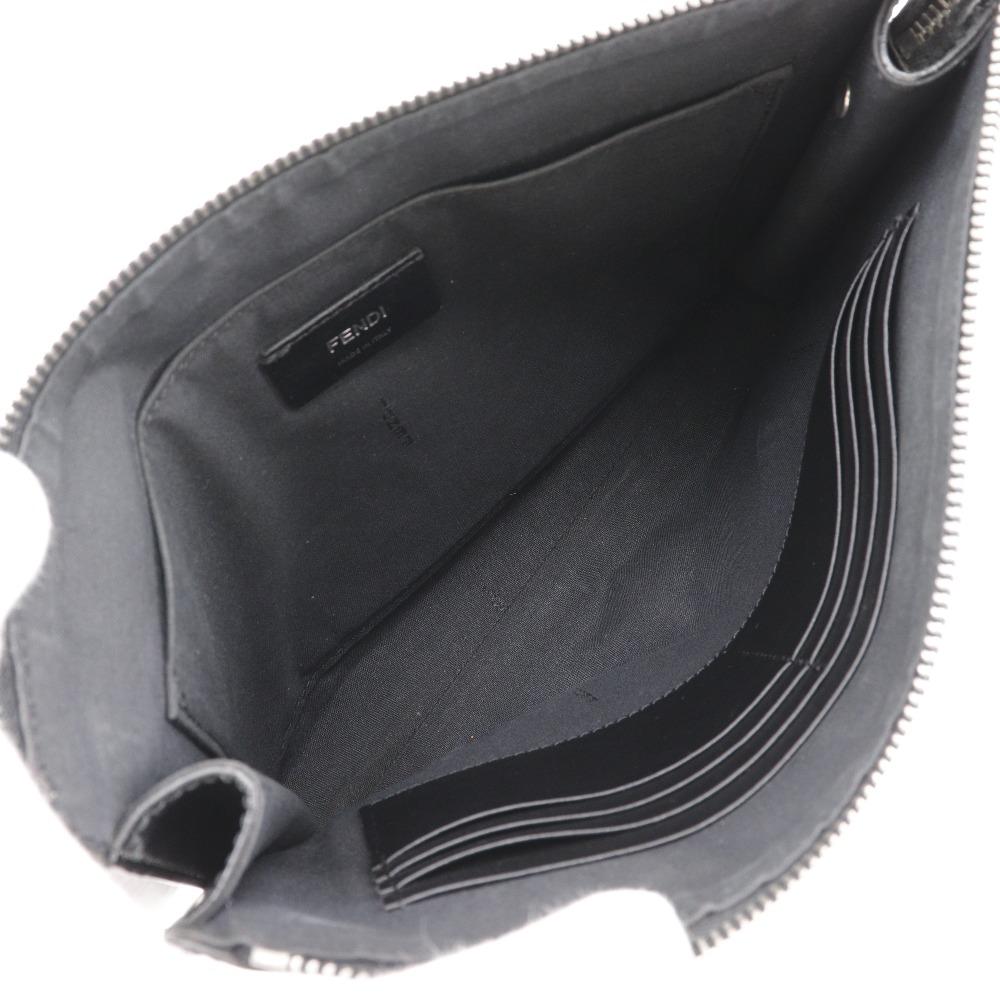 Fendi Bugs Monster Clutch Bag 7VA433 Black Calfskin Unisex Used