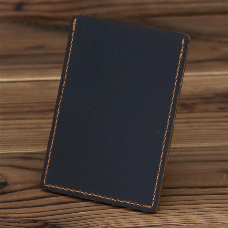 Men's Vintage Crazy Horse Leather Card Holder Retro Brown Coffee Slim Minimalist Wallet Handmade Multi-Card Slots for Daily Commute Practical Use