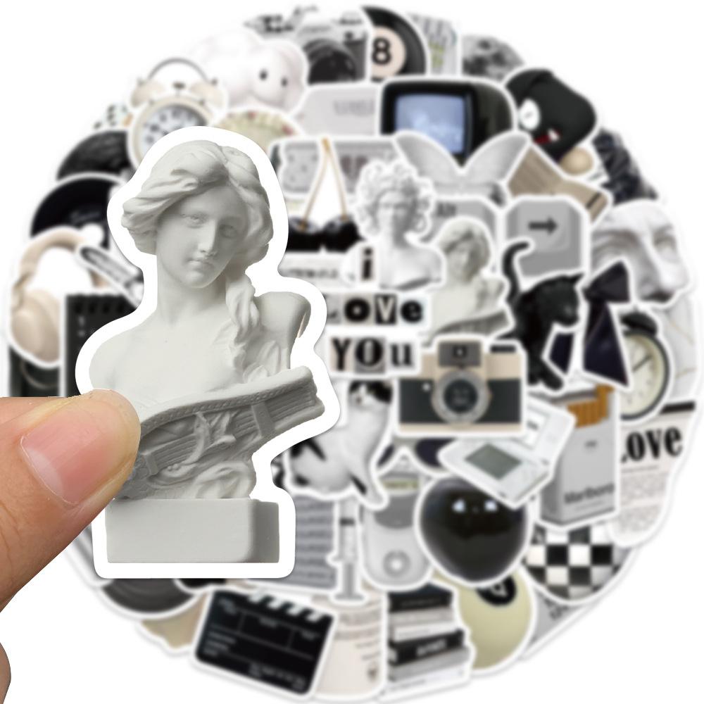 61 Black and White Simple Style Graffiti Stickers Decorate Suitcase Pen Guitar Notebook Waterproof Explosive