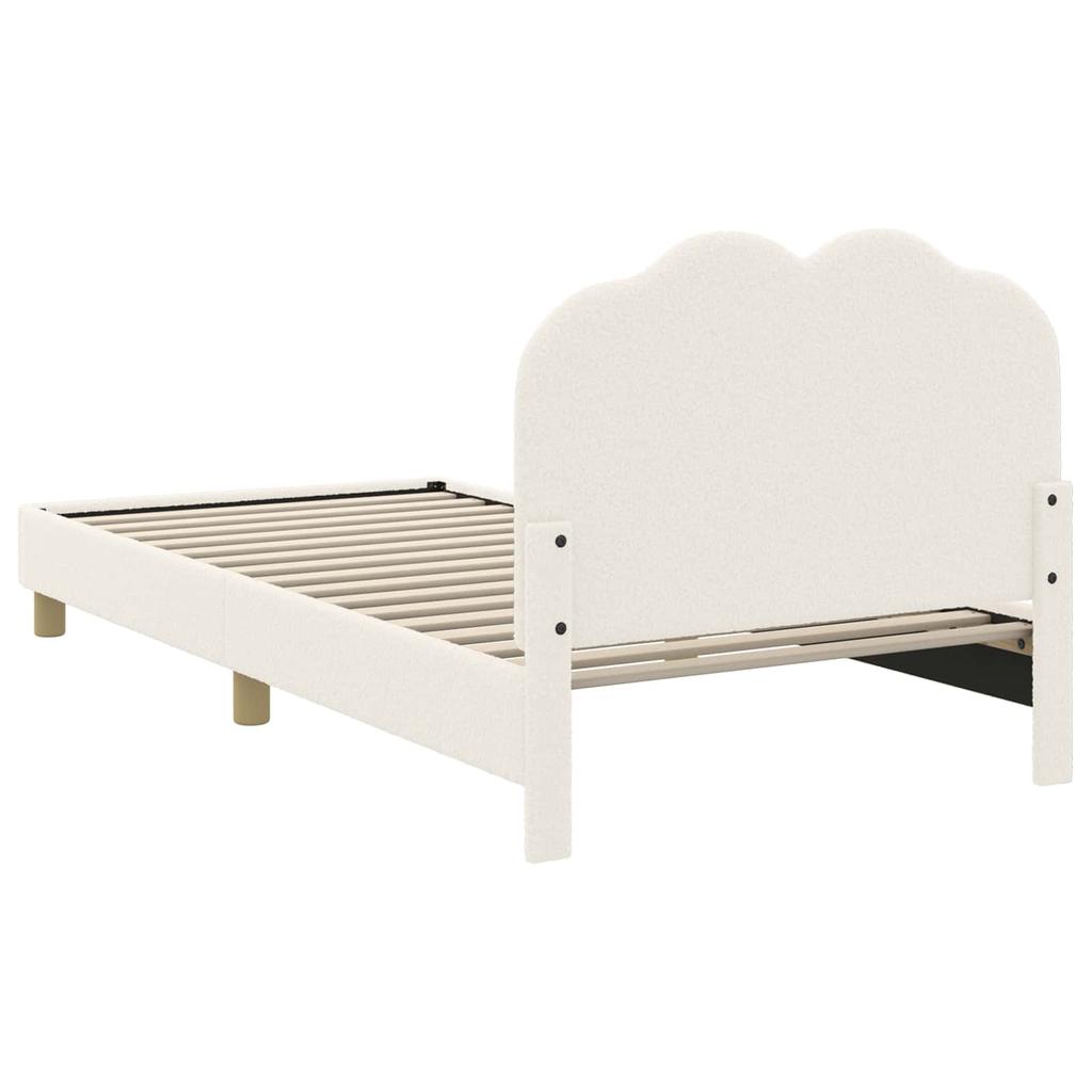 Children s Bed Frame with Headboard Cream 80 x 200 cm Boucle