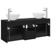 Bathroom Cabinet Set 3 Pcs Black Oak 49.5 X 41 X 64.5 Cm