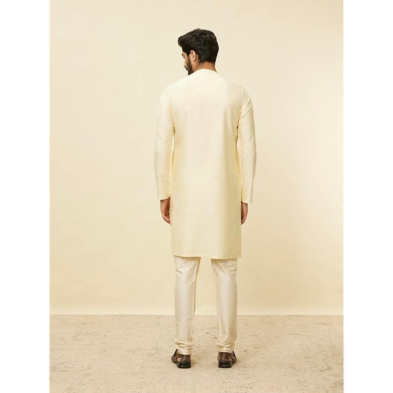 Manyavar Men s Cotton Kurta (MK50102-303-M_Cream_38) M