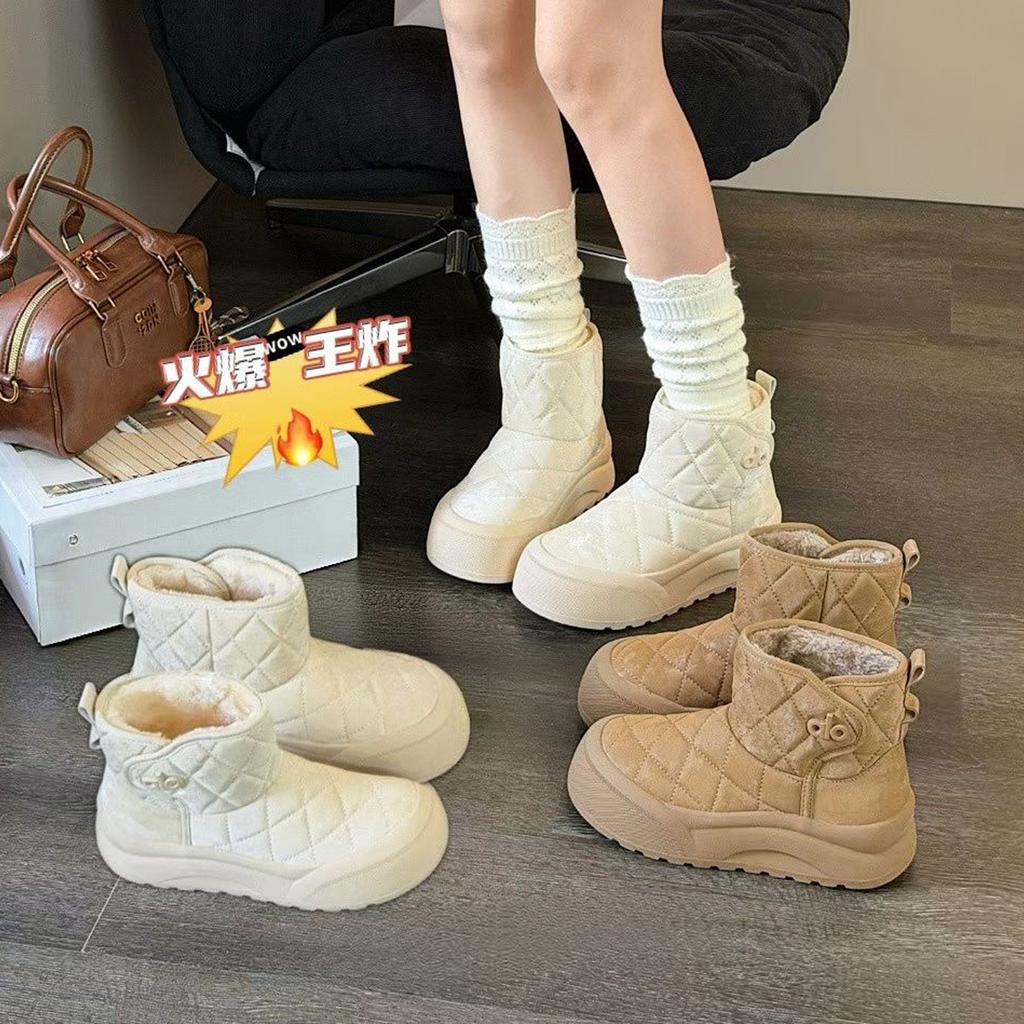 Popular waterproof snow boots women's winter 2025 new velvet thick-soled versatile casual warm cotton shoes non-slip short boots