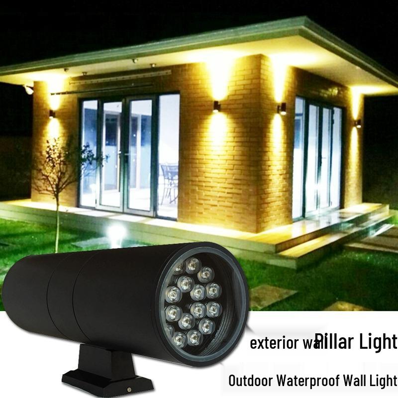 

Светодиодный уличный водонепроницаемый настенный светильник с двумя головками для балкона, двора или виллы - Прожектор вверх/вниз и настенный светильник 2*9W