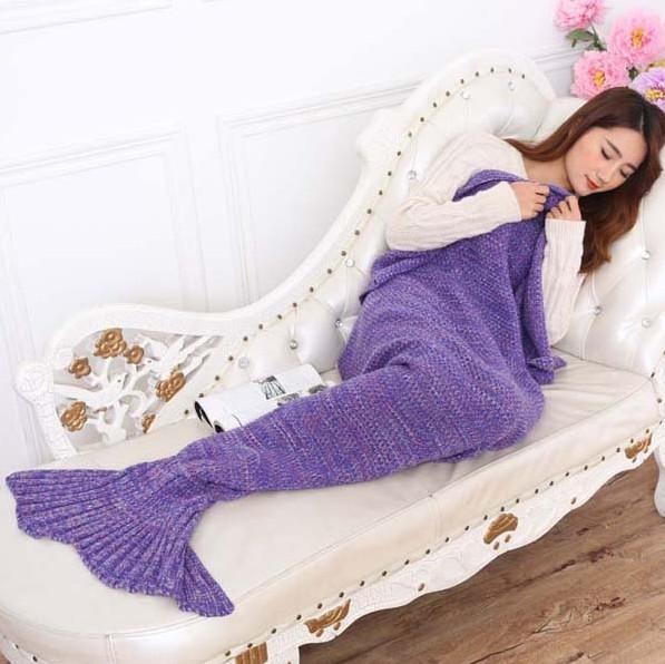 Mermaid Blanket Tail Crochet Knitting Air Conditioner Blankets Soft Gift Warm