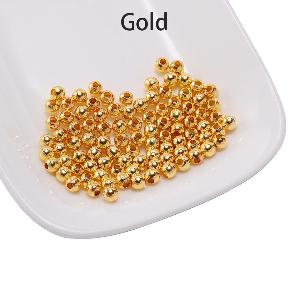 30-300pcs/lot 3 4 5 6mm Gold Color Round Spacer Beads Smooth Ball End Seed Beads For Jewelry Making Finding Accessories Supplies