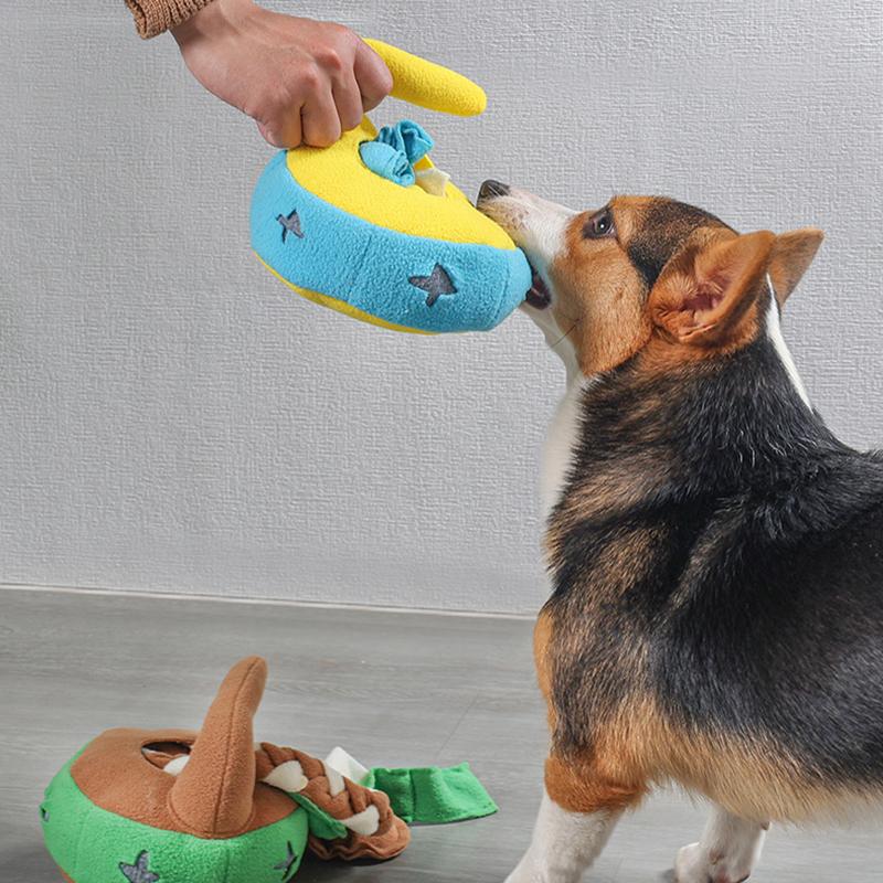 Interactive Dog Toys Funny Dog Sounding Toy Bite-resistant Pet Chew Toy Curling Shape Dog Toy Puppy Hiding Food Training Toys