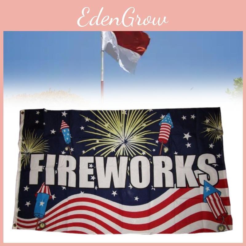 Fireworks Letter Pattern Flag Banner Fade Resistant Outdoor Decoration Gift