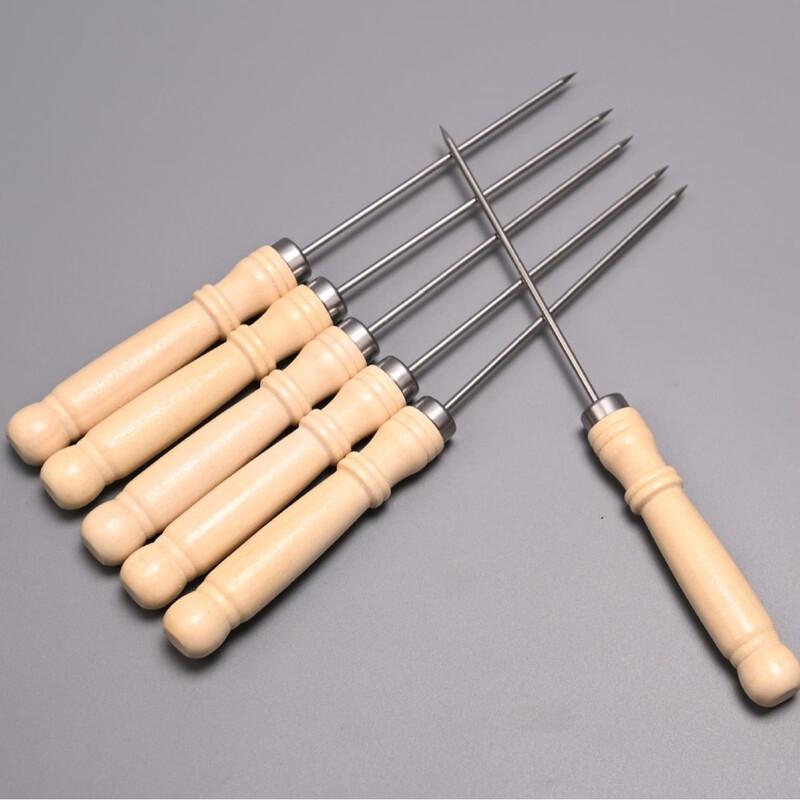 ZISIZ Wooden Handle Stainless Steel Takoyaki Picks