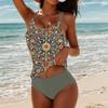 Costum de baie nou mărime mare cu imprimeu floral multiplu tankini costum de baie decupat costum de baie pentru femei sexy triunghiular înalt