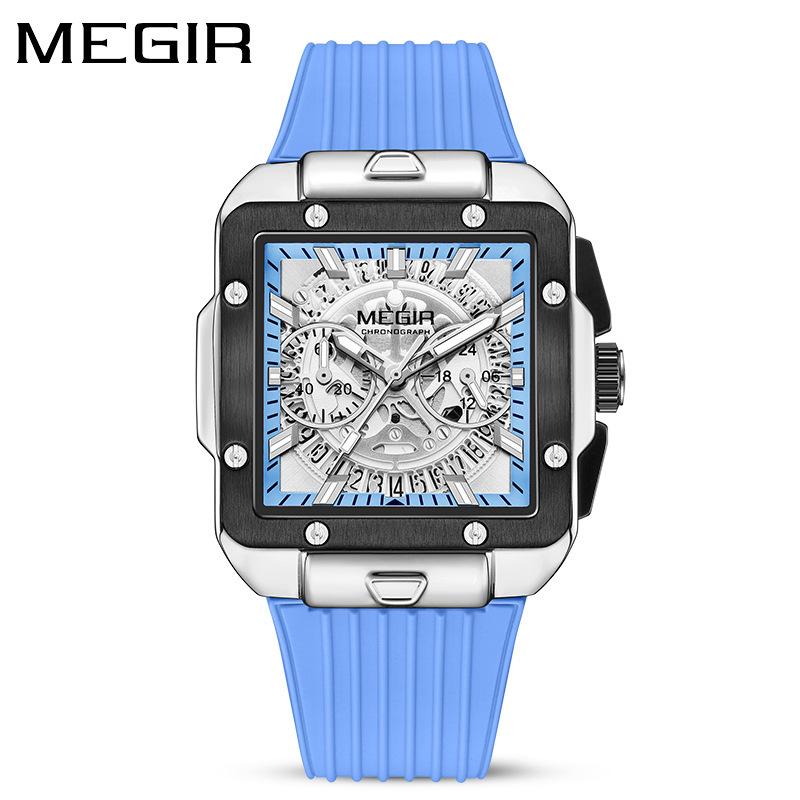 Square Men's Silicone Strap Chronograph Sports Quartz Watch