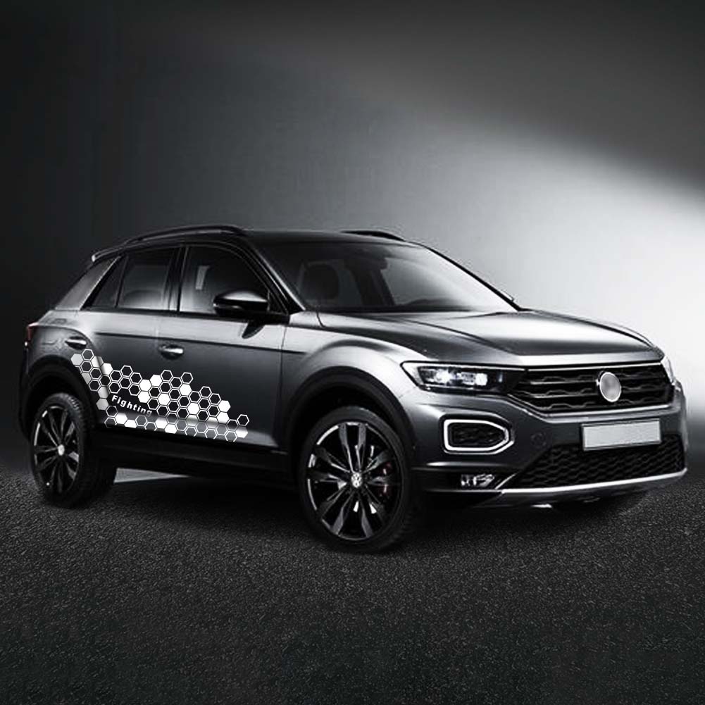 2PCS Car Body Side Decals Honeycomb Graphics Side Stickers for Door Waist Line Vinyl PVC Styling Adhesive Decoration Picture