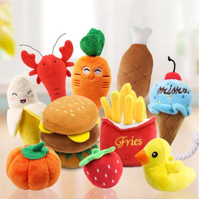 Stress Relief Pet  Plush  Toy Colorful Cartoon Fruit Animal Shape Bite-resistant Sounding Doll Molar