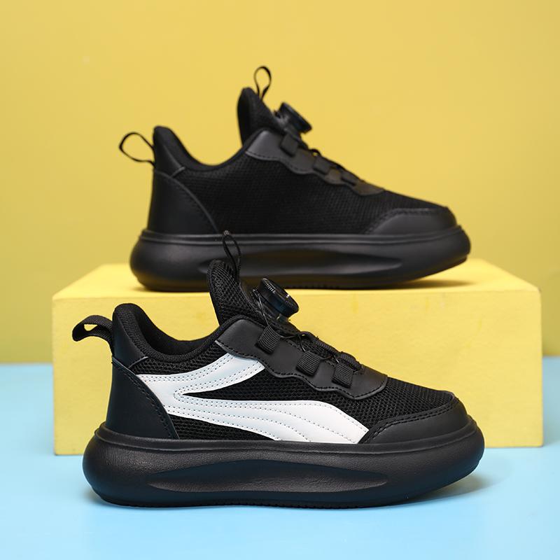 

Детские удобные кроссовки для бега Four Seasons, трендовая обувь для мальчиков и девочек, повседневная дышащая спортивная обувь для спортзала 29 белый/чёрный