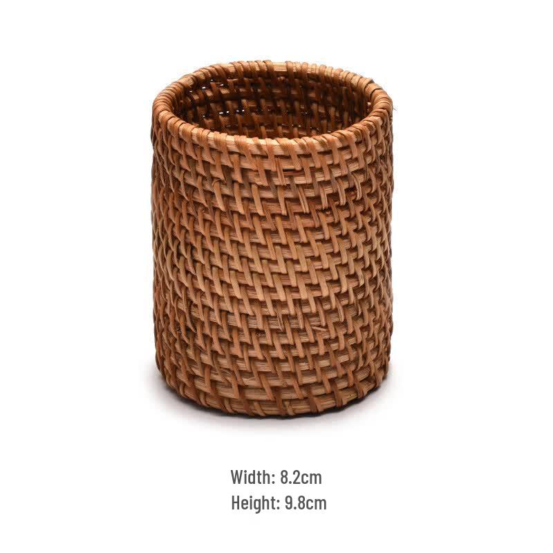 Rattan Desktop Organizer & Pen/Brush Holder