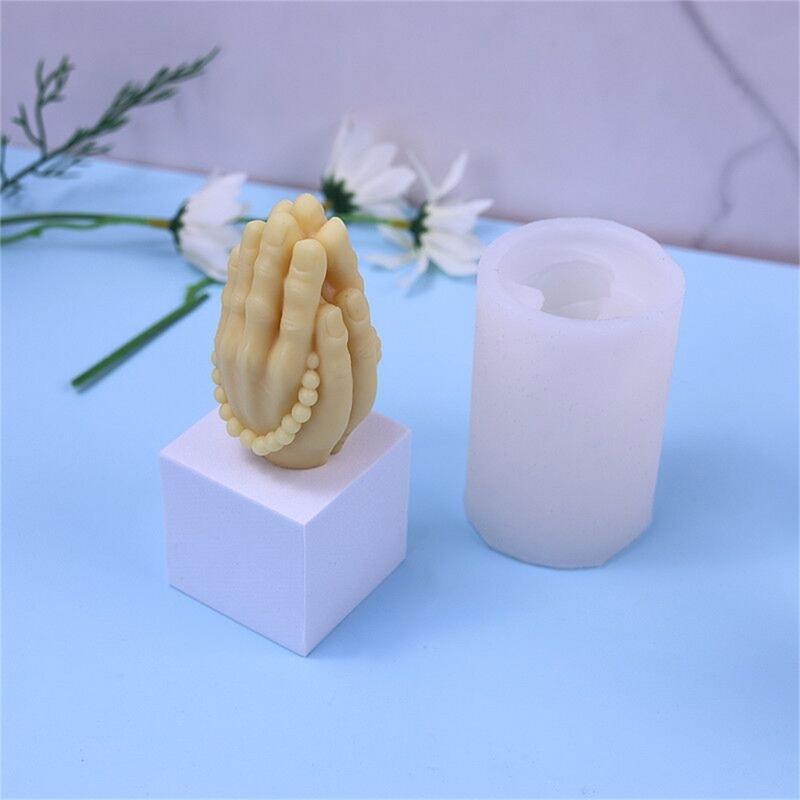Silicone Molds Hand Candle Buddha Beads Prayer Gesture Candle Mold Hand Shaped Resin Casting Mould