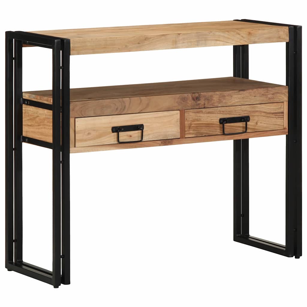 Console Table with Shelf Brown 90 X 33 X 75 Cm Solid Acacia Wood