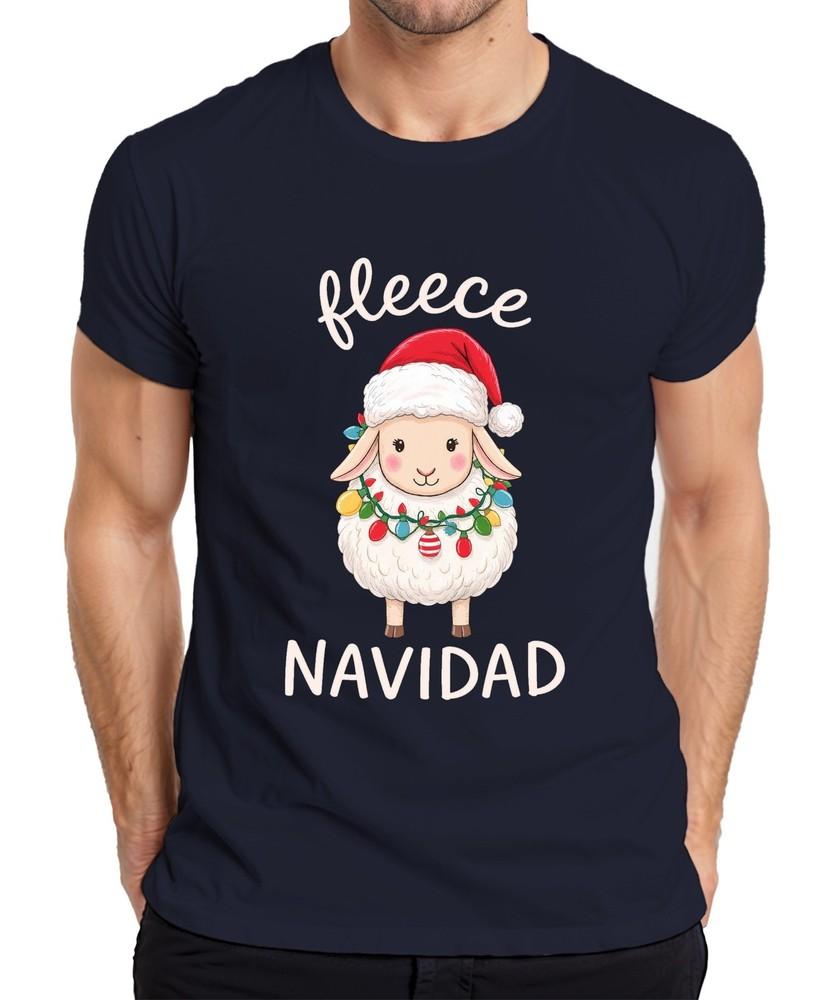 Fleece Navidad Cute Sheep Christmas String Lights Santa Unisexs TShirt S