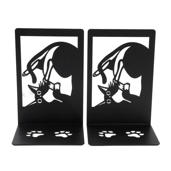 1 Pair Metal Cat Book Ends Cute Cat Bookends for Shelves Decorative Book Support