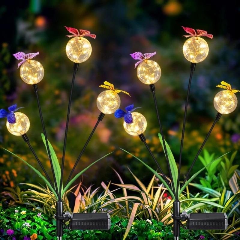 1PC Solar Butterfly Firefly Swaying Garden Lights Waterproof Outdoor LED Path Light for Lawn Yard Patio Landscape Decoration