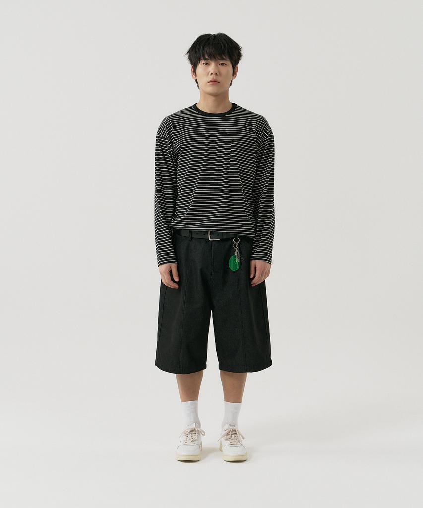 GNOK Striped Pocket Long Sleeve T-Shirt [Black]