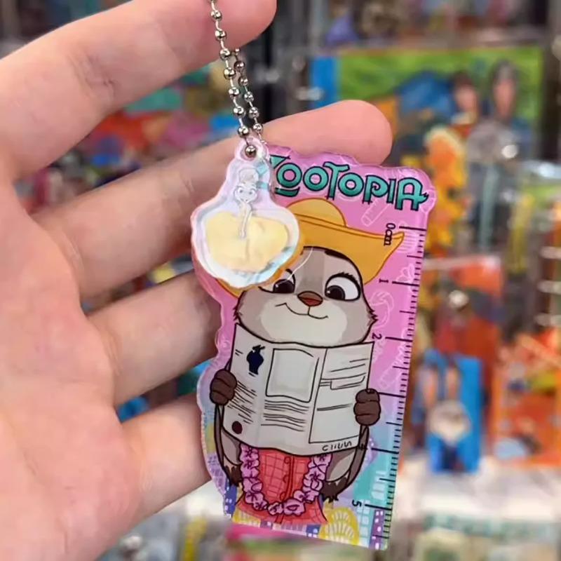 Disneys Zootopia Nick Wilde Judy Hopps Double Sided Acrylic Ruler Ruler Keychain Schoolbag Charm Stationery Merchandise