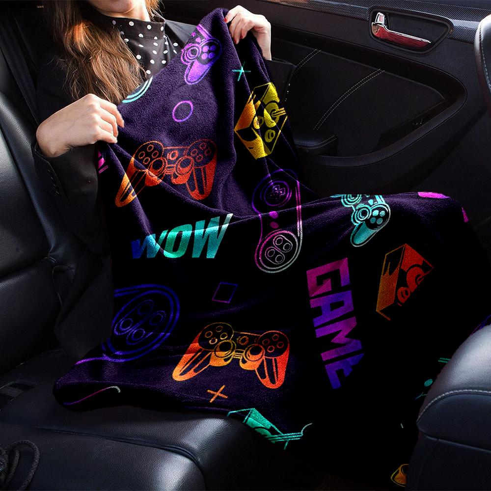Game Controller Theme Printed Blanket - Perfect for Couch, Bed, Travel & Outdoor Use | Machine Washable, Cozy & Durable.