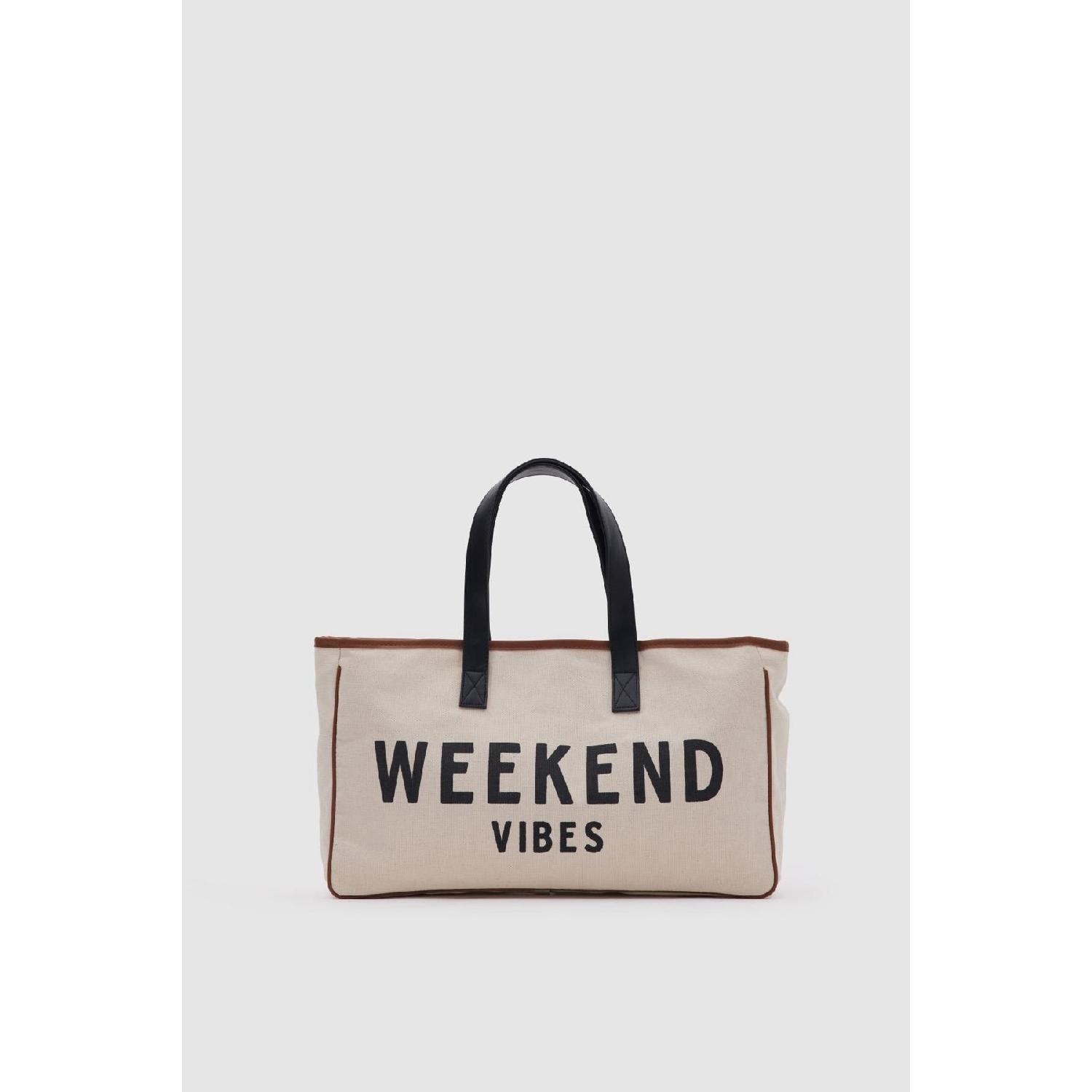 

Сумка Shopier большого размера из холщовой ткани Weekend