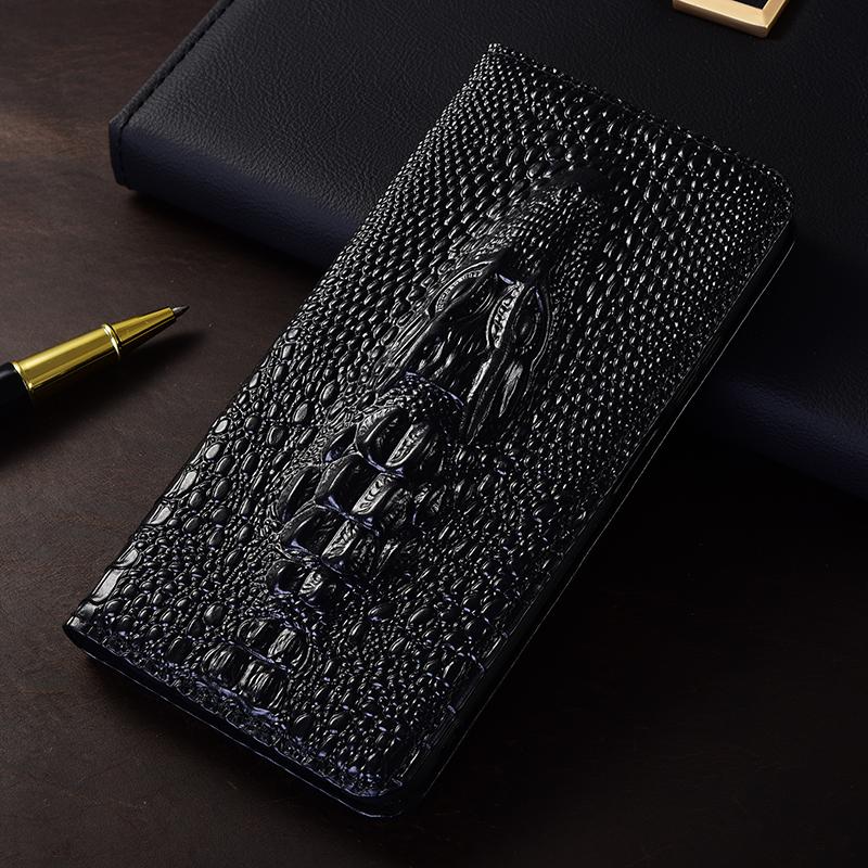Crocodile Head Genuine Flip Leather Case for Xiaomi Poco X3 X4 X5 X6 X7 NFC F5 F6 F7 M3 M4 M5 M5S M6 M7 Pro Ultra Cover Cases