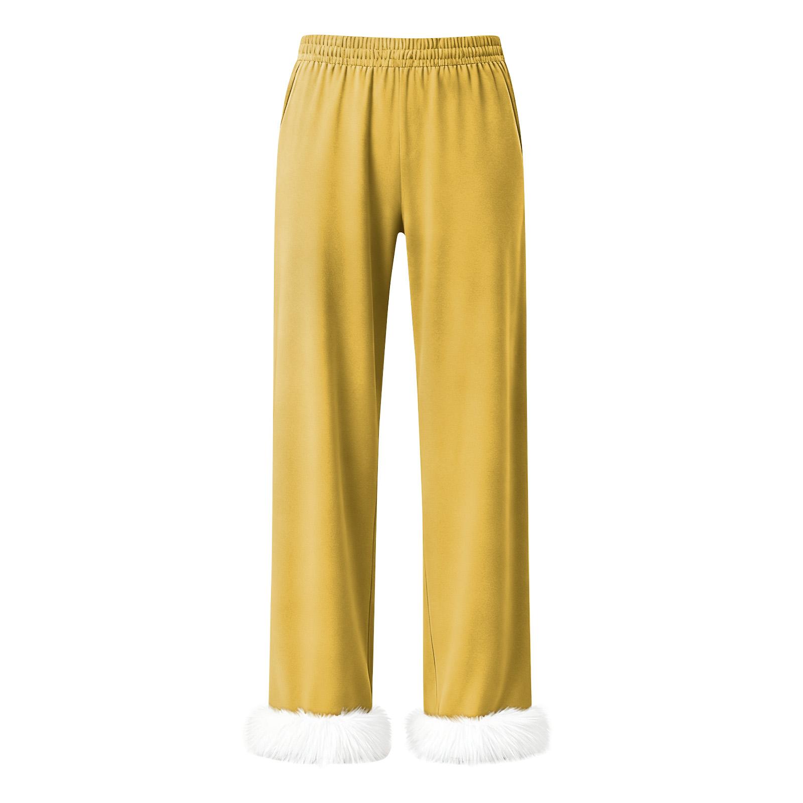 

Women s fashionable casual solid color pants XL жёлтый