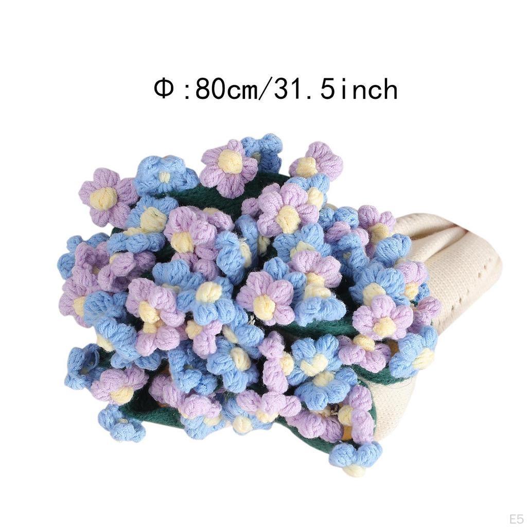 Crochet Flower Bouquet Blanket Creative Finished for Party Sofa Celebrations Rose