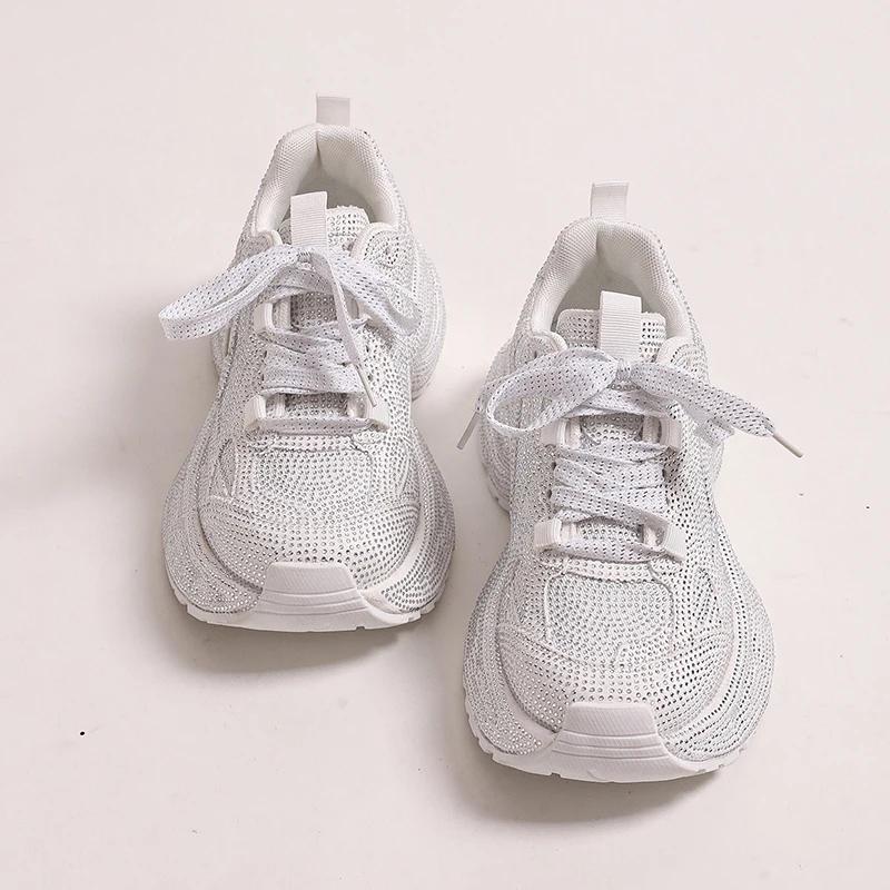 High Appearance Level Thick Sole Full Diamond All Comfortable Non-slip Breathable Sports Wear-resistant Women's Shoes