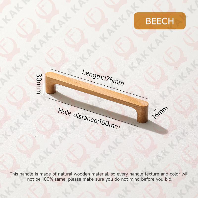 KAK Wooden Cabinet Knobs andl Handles Walnut Kitchen Cabinet Handle Pulls Beech Drawer Knobs Round Furniture Handle Hardware